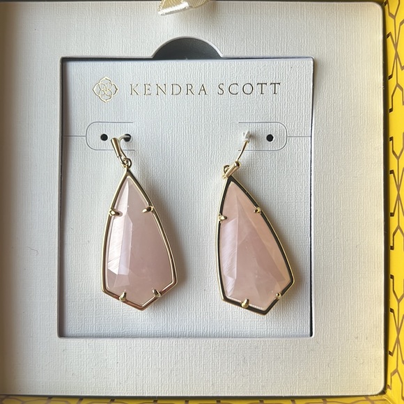 Kendra Scott Carla Earring Gold Rose Quartz - Picture 1 of 4